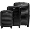 WITTCHEN Motion Line Set valigie M L XL bagaglio rigido Valigia rigida policarbonato lucchetto TSA manico telescopico 4 ruote doppie 360° Nero