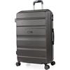 ITACA - Valigia 23Kg da stiva capiente Valigia rigida XL con ruote silenziose Trolley Grande Rigido leggero ideale per viaggi lunghi con Lucchetto a combinazione, Antracite