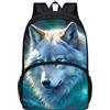 THKVSV Zaino leggero con motivo lupo, per la scuola, bambini, ragazzi e ragazze, zaino basic con tasche laterali, lupo della nebbia, Lupo Occhi Blu, taglia unica, Zaino daypack