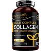 Nutravita Collagene Idrolizzato Tipo I, II e III - Multi Collagene in Compresse - Collagene Bovino, Marino e di Pollo con Acido Ialuronico, Curcuma, Aloe Vera e BioPerine - 90 Compresse