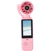 Plyisty Fotocamera Portatile con Ventola, Videocamera 4K 64MP POV Obiettivo Rotante a 180° per Selfie da Viaggio Vlogging (PINK)