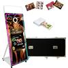 WideMeet Specchio magico per cabina fotografica da 65 pollici, touch screen da 32, luce LED RGB quadrata, mini PC, custodia per il noleggio di eventi (bianco, cabina fotografica+stampante)