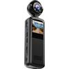SENECESLI Mini Fotocamera per il Corpo, Action Cam 1080P Full HD con Visione Notturna, Obiettivo Ruotabile a 180° per Vlogging, Viaggi, Ciclismo, Moto