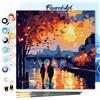 Figured'Art Mini Dipingere con i Numeri 20x20cm con Telaio - Paint by Numbers Notte Romantica Passatempo per Adulti, Kit Completo, Hobby Creativi - Quadri fai da te Tela Già Incorniciata
