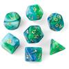 SLAKOZYT Set di 7 dadi poliedrici per Dungeons and Dragons, MTG, giochi di ruolo, giochi da tavolo, D&D, dadi D20 D12 D10 D8 D6 D4 (blu ciano)