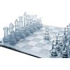 ProBytes Elegante gioco di scacchi in cristallo temperato - pezzi intarsiati in flanella antigraffio, bordo in vetro a scacchi antiscivolo, novità
