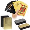 Dongcill Carte da gioco impermeabili, 2 carte da gioco impermeabili, oro e nero, in plastica con diamante, mazzo di carte da poker, in plastica per Canasta Blackjack Texas Bridge, giochi di carte per adulti
