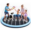 BASVII Piscina per Cani 170cm Antiscivolo con Spruzzi Regolabili | Tappeto Acqua Gioco Bambini e Cani, Splash Pad da Giardino Resistente per Cortile e Outdoor Estivo, Facile da Pulire