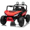 Beneo Motors Macchina elettrica per bambini T-REX Ride 4x4, due posti, 24V, rosso, lettore MP3 con ingresso USB/AUX, trazione 4x4, batteria al litio, sospensioni, telecomando, luci LED
