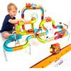 hahaland Pista Macchinine per Bambini 112 PCS, STEM Giochi Bambino 3-6 Anni | 2 Trenino Elettrico, 3D Antigravità Grande Pista, Smontabile e Ricomponibile, Regalo Bambino Maschio