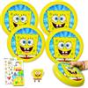 Nickelodeon Spongebob - Set da gioco per bambini, 4 pezzi, set di attività con frisbee, gomma per figure e altro ancora, bomboniera Spongebob per ragazzi e ragazze