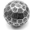 BESCON DICE Bescon Solid Metal 100 Sided Dice, Game Dice D100, Giant Polyhedral Metal 100 Sides Dice 50MM in Diameter (1.97in), Ancient Silver