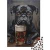 CTJQHVKZ Puzzle da 1000 Pezzi per Adulti Carlino che Beve Birra: Carlino Nero con Caffè Impossibile Difficile Complesso ed Educativo Antistress 52x38cm/1000 pezzi