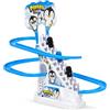 Generico Pista Giocattolo Salita delle Scale Elettrica con Luci Suoni Musica Luminoso Pista Corsa Felice Paperetta Pista Bambini Cani Pinguini Dino Montagne Russe Arrampicata Scalatore Treni Slide (PINGUINI)