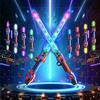 VATOS Set di 2 spade laser luminose per bambini con doppia lama telescopica, 8 colori LED, effetti sonori realistici e 2 modalità di gioco, giocattolo per cosplay, compleanno, carnevale, festa in