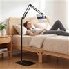 Focenat Supporto Tablet da Pavimento, Supporto Tablet da Terra Regolabile, Supporto Tablet da Letto e Divano, Braccio Articolato Regolabile, Rotazione 360°, Morsetto 12-25 cm per Smartphone e Tablet