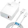 JiCghemg Caricabatterie Rapido 33W compatibile con Xiaomi Redmi Note 14 Serie, Per Redmi Note 13, 13 Pro, 13 Pro+, 12, 11, 10, 10S, 9S, K50, K40, K30, 15T, 15, 14, Poco X7 Pro F7 Ultra, con cavo USB-C 2M