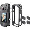 Generic Custodia protettiva in PC per Insta360 X4 Air, custodia protettiva multifunzione con porta a vite da 1/4 e adattatore a sgancio rapido in spugna antivento per accessori per fotocamera sportiva X4 Air