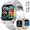 LIGE SMART Smartwatch Uomo Militare con Chiamate Bluetooth, Notifica, 2,0HD Display/Torcia/1000 mAh, 2 Cavi di Ricarica, 100+ Modalità Sportive Fitness Tracker Compatibile Android e iOS, IP68, Argento