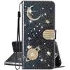 SEHEYA per iPhone 13 Pro Max Cover Libretto Brillantini Star Planet Universo Motivo Custodia PU Pelle Glitter Portafoglio a Libro Donna Flip Case Magnetica Protezione Caso, Nero