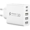 Bamkey Caricatore USB C Presa, 50W 5Porte Caricatore USB Multiplo PD&QC Carica Rapida Cellulare, Spina USBC Alimentatore Caricabatterie per iPhone 17 16 15 14 13 12, Samsung Galaxy S26 S25 S24, Xiaomi,Huawei