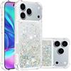 IMEIKONST Custodia Compatibile con iPhone 17 Pro Max, Brillantini Glitter Sabbie Mobili Cover Trasparente Rigida Silicone Bumper Case Custodie per iPhone 17 Pro Max. Love Silver YBW