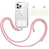 TBOC Cordino Catenella Laccio Strap Porta Cover [Rosa] + 2 Toppe di Fissaggio aggiuntive [Bianco Ice] Telefono Cellulare Collo - Tracolla Catenina cordini Cellulari Telefoni Universale Laccetti
