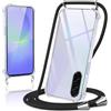 Kilbnom Cover per Samsung Galaxy A36 5G con Cordino, Trasparente Custodia con Laccio Tracolla Cellulare Girocollo Collana Corda Catena Cinghia, Ultra Morbido Silicone TPU Antiurto Case, Nero
