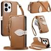 LIAOCY A Tracolla Custodia per Oppo Reno 15 Pro 5G, Flip Cover con Portafoglio e Cerniera in Pelle PU[Fibbia Magnetica a Foglia], Anticaduta con Supporto, Brown.