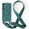 2NSPDRGNI Magnetica Cover con Collana Compatibile con Samsung Galaxy S24 Plus/Galaxy S25 Plus,Case con Laccio per Il Collo Custodia con Cordino,Verde scuro