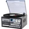 JG Giradischi in vinile Bluetooth 5.0, 10 W, multifunzione, 10 W, RMS, CD, cassetta, FM, registrazione USB/SD, nero