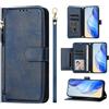 Generic Cover Compatibile con TCL 306/305,Compatibile con TCL 30 SE 4G 6165H Chiusura magnetica Flip Stand Card Slot Wallet Zipper Lanyard Blue