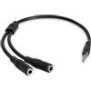 REY Adattatore splitter da jack maschio 4 pin a doppio jack femmina da 3,5 mm, per cuffie e microfoni