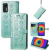 JIUNINE Cover per Ulefone Note 14 / Note 14 Pro, Custodia Libro in Pelle Portafoglio Flip Case Antiurto con Modello di Cane e Gatto [Porta Carte] [Magnetica] per Ulefone Note 14 Pro, Verde