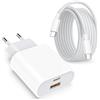 OERYIEG Caricabatterie USB C con cavo di ricarica, adattatore da presa USB‑C 25W 2 porte con cavo ricarica rapida 1,8 m per iPhone 17 16 15 Pro Max/Plus, Samsung, caricabatterie rapido per cellulare