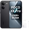 XIAOMI POCO X8 Pro Smartphone 12+512GB,processore Dimensity 8500-Ultra,batteria da 6500 mAh,sensore Sony IMX882 da 50 MP con OIS,fotocamera da 50 MP,Nero,Con caricatore da 120 W