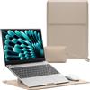 RoYiio 13-13,3-14 Pollici Laptop Custodia Borsa con Stand per MacBook Pro 14 M5/M4/M3/M2/M1 & Pro/Max, MacBook Pro 13 MacBook Air 13 M5/M4/M3/M2/M1 PU Pelle Computer Portatile Cover (Bianco Sporco)