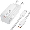 JiCghemg Caricabatterie rapido USB C da 120 W per Xiaomi 15T, 14, 13T pro, 12S Ultra, caricabatterie turbo GaN Tech per Redmi Note 14, 13, Note K70, K60, Black Shark 3, 4, 5 Poco Série, 1,5 M 6 A portatile C-C