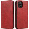 Mixroom - Custodia Cover Case a Libro Rosso Per iPhone 13 Pro Con Stand In Ecopelle Chiusura magnetica Formato Portafoglio Parte Interna In TPU Morbida con Bordi Piatti