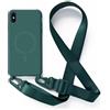 2NSPDRGNI Magnetica Cover con Collana Compatibile con iPhone XS MAX,Case con Laccio per Il Collo Custodia con Cordino,Verde scuro