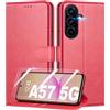 Mofurd Cover per Samsung Galaxy A57 5G Libro in Pelle PU, [con 2 Pezzi Pellicola Vetro Temperato] Custodia Portafoglio Antiurto [Blocco RFID] [Funzione di Supporto] [Slot Schede], Rosso