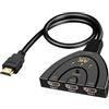 AYHYHLJZJ 4K HDMI Splitter, 3 porte Interruttore Porta Hdmi Multiple 3 Ingressi a 1 Uscita, Trasmissione Stabile, Full HD 4K, Hub HDMI Multi-Schermo PC, Interruttore Manuale con Cavo Ad Alta Velocità