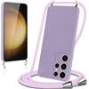 Knrlqim Cover per Samsung Galaxy S23 Ultra 5G con Cordino Custodia con Laccio Collana Tracolla Collo Corda Regolabile Liquido Silicone Antiurto AntiGraffio Protettiva Case,Viola Lilla