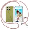 ISOI Cover con Cordino per Motorola G86 5G, Custodia Trasparente con Collana Tracolla Laccio Collo Ultra Sottile Morbido TPU Silicone Antiurto AntiGraffio Case, Rosa