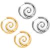 Mikovivi 2pz Orecchini Spirale Onda Marina per Donna, Orecchini Vortice Rotondi Spessi in Acciaio Inox Gioielli Cerchio Spirale Originali per Accessori Donna