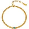 FOCALOOK Cavigliera donna a catenina con pietra di nascita, placcato oro 22+5 cm Cavigliera oro pietra di dicembre topazio blu regalo di compleanno