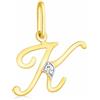 Rodium - Ciondoli in oro, lettera K con zirconi, oro 14k/finezza 585, ciondoli per collana o bracciale a catena per donna
