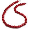 Avalaya 15 mm/Unisex/Uomo/Donna Rosso Rotondo Legno Perline Collana - 66 cm L, Misura unica, Legno