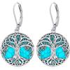 Eusense Orecchino con Albero della Vita Orecchini in Argento 925 con Albero della Vita in Turchese Orecchini Pendenti Regalo di Gioielli per Donne Ragazze