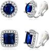 EVER FAITH Orecchini a lobo per Donne Ragazze, Bianco Oro-placcato Blu Rotonda Quadrato Zirconia cubica Sposa Set per Damigelle (2 Paia)